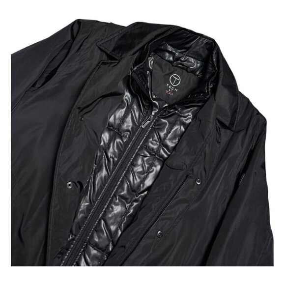 TUMI TECH Insulated Business Casual Designer Lined Long Black Jacket Mens Small - Picture 5 of 8